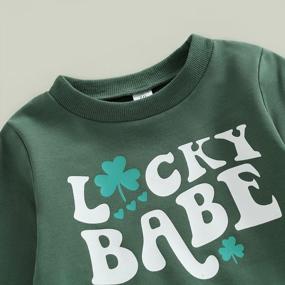 img 3 attached to Stylish St. Patrick'S Day Outfit For Baby Girls: Lucky Babe Sweatshirt And Clover-Flared Pants 2-Piece Set