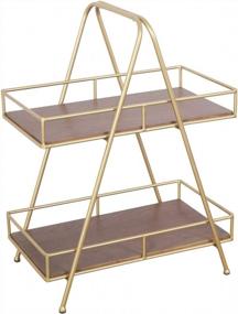 img 4 attached to Organize In Style: RiteSune 2-Tier Wood & Brass Tone Metal Shelf Organizer For Bathroom, Living Room & Kitchen
