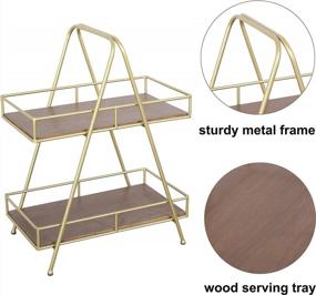 img 2 attached to Organize In Style: RiteSune 2-Tier Wood & Brass Tone Metal Shelf Organizer For Bathroom, Living Room & Kitchen