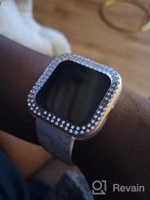 img 7 attached to Surace, совместимый с чехлом Fitbit Versa 3, защитный чехол Bling Crystal Diamond Frame, совместимый с смарт-часами Fitbit Versa 3 (3 упаковки, черный / серебристый / прозрачный)