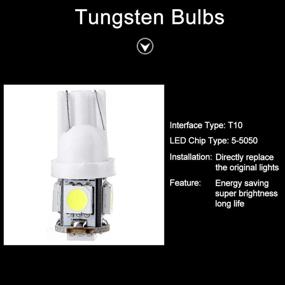 img 3 attached to 10Pack T10 5-5050-SMD 194 168 161 2825 Instrument Panel Dash Light Bulb W/Twist Lock Socket (White)