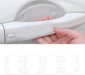 img 4 attached to 🚗 Ultimate Protection for Your Car's Door Bowl! 4Pcs Waterproof Transparent 3D Anti-Scratch Film - Ideal for All Car Models