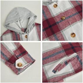img 2 attached to Women'S Plaid Hooded Shacket Jacket Long Sleeve Button Down Flannel Spring Fall Coat
