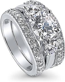 img 4 attached to BERRICLE Rhodium Sterling Zirconia Engagement Women's Jewelry at Wedding & Engagement