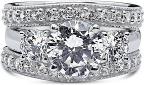 img 3 attached to BERRICLE Rhodium Sterling Zirconia Engagement Women's Jewelry at Wedding & Engagement