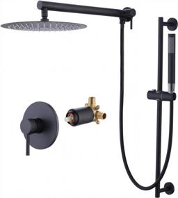 img 4 attached to Upgrade Your Shower With KES Complete Matte Black Shower System: 12 Inch Rainfall Head, Handheld Shower, And Convenient Slide Bar