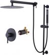 upgrade your shower with kes complete matte black shower system: 12 inch rainfall head, handheld shower, and convenient slide bar logo