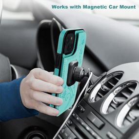 img 1 attached to Кожаный чехол-бумажник с тиснением и бабочкой для IPhone 14 Plus - Совместимость с магнитным автомобильным креплением, Противоударная откидная крышка с держателем карты и двойными кнопками - 6,7 дюйма (зеленый)
