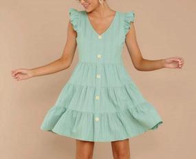 img 2 attached to Стильное и удобное мини-платье с оборками для женщин - идеальная летняя одежда!