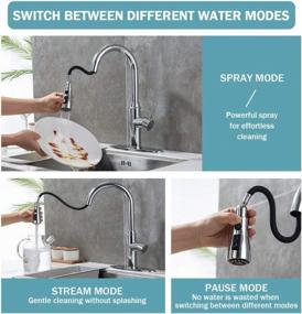 img 1 attached to Chrome Kitchen Faucet Stainless Steel Single Handle Pull Down Sprayer 1 Or 3 Hole With Escutcheon For Kitchen Sink
