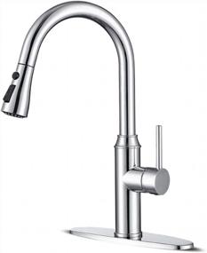 img 4 attached to Chrome Kitchen Faucet Stainless Steel Single Handle Pull Down Sprayer 1 Or 3 Hole With Escutcheon For Kitchen Sink