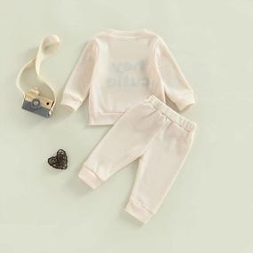 img 2 attached to Warm & Adorable: Toddler Waffle Outfit Set With Long Sleeve Sweatshirt & Pants