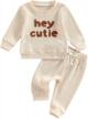 warm & adorable: toddler waffle outfit set with long sleeve sweatshirt & pants logo