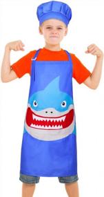 img 4 attached to Kids Apron Chef Hat Set For Girls Boys, Adjustable Cooking Kitchen Apron With Pockets - MHJY