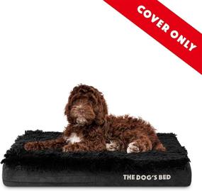 img 3 attached to 🐾 Medium Replacement Outer Cover (Black Faux Fur) - Washable Oxford Fabric - Fits The Dog's Bed - 34” x 22” x 4” - Outer Cover ONLY, NO Bed or Waterproof Inner