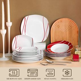 img 1 attached to Enjoy Elegant Dining With MALACASA 18-Piece Porcelain Dinnerware Set - Series Felisa With Grey And White Square Dishes For Service Of 6!