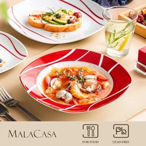 img 2 attached to Enjoy Elegant Dining With MALACASA 18-Piece Porcelain Dinnerware Set - Series Felisa With Grey And White Square Dishes For Service Of 6!