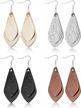 wrcxstone 4 pairs leather teardrop earrings set for women leaf drop lightweight dangle earring logo