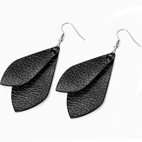 img 1 attached to WRCXSTONE 4 Pairs Leather Teardrop Earrings Set For Women Leaf Drop Lightweight Dangle Earring