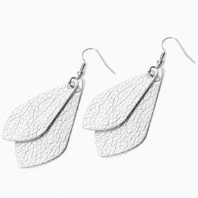 img 2 attached to WRCXSTONE 4 Pairs Leather Teardrop Earrings Set For Women Leaf Drop Lightweight Dangle Earring