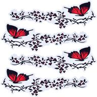 🌸 oiiki car decals for women - 2 sets butterfly flower car stickers - vinyl car side decal car bumper hood decals - universal scratch hidden car sticker for cars, walls (red black - 4pcs) логотип