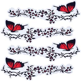 img 4 attached to 🌸 OIIKI Car Decals for Women - 2 Sets Butterfly Flower Car Stickers - Vinyl Car Side Decal Car Bumper Hood Decals - Universal Scratch Hidden Car Sticker for Cars, Walls (Red Black - 4Pcs)