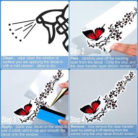 img 2 attached to 🌸 OIIKI Car Decals for Women - 2 Sets Butterfly Flower Car Stickers - Vinyl Car Side Decal Car Bumper Hood Decals - Universal Scratch Hidden Car Sticker for Cars, Walls (Red Black - 4Pcs)