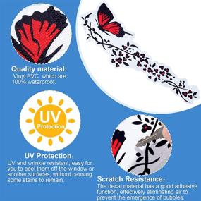 img 1 attached to 🌸 OIIKI Car Decals for Women - 2 Sets Butterfly Flower Car Stickers - Vinyl Car Side Decal Car Bumper Hood Decals - Universal Scratch Hidden Car Sticker for Cars, Walls (Red Black - 4Pcs)