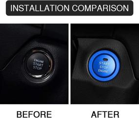 img 3 attached to Enhance Your Toyota RAV4 with CARFIB Ignition Button Decals: SE LE 🚗 XLE Push Start Stop Stickers Caps Covers - Blue Aluminum Alloy Pack of 2