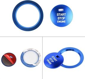 img 1 attached to Enhance Your Toyota RAV4 with CARFIB Ignition Button Decals: SE LE 🚗 XLE Push Start Stop Stickers Caps Covers - Blue Aluminum Alloy Pack of 2