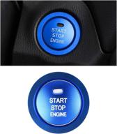 enhance your toyota rav4 with carfib ignition button decals: se le 🚗 xle push start stop stickers caps covers - blue aluminum alloy pack of 2 logo