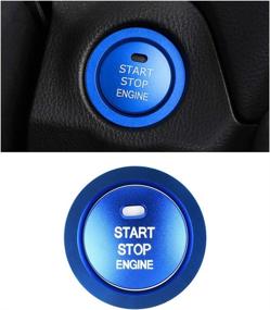 img 4 attached to Enhance Your Toyota RAV4 with CARFIB Ignition Button Decals: SE LE 🚗 XLE Push Start Stop Stickers Caps Covers - Blue Aluminum Alloy Pack of 2