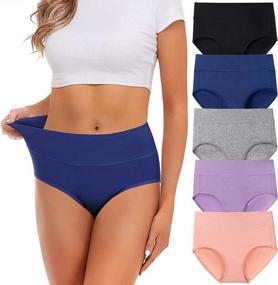 img 4 attached to Cotton Mid-Rise Women'S Briefs With Full Coverage And No Muffin Top - Multipack Lingerie For Ladies Undergarments