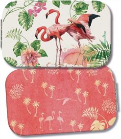 img 2 attached to Lissom Design Compact Mirror - Handheld Magnifying Cosmetic Mirror, 2.25 X 3.75-Inch, Tropical Paradise - Leather