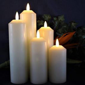 img 1 attached to 6-Hour Timer LED Lytes Flameless Decorative Candles - 5 Ivory Wax Narrow Battery Candle Set With Realistic 3D Flame & Wick Flickering