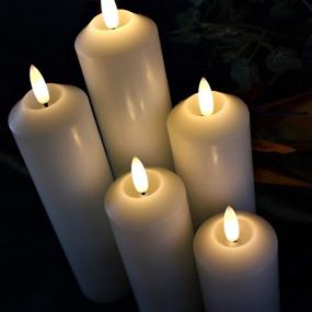 img 2 attached to 6-Hour Timer LED Lytes Flameless Decorative Candles - 5 Ivory Wax Narrow Battery Candle Set With Realistic 3D Flame & Wick Flickering