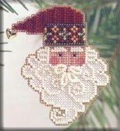 🎅 delightful santa noel beaded counted cross stitch ornament kit - mill hill 2002- mhcsf34 logo