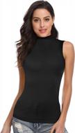 women's modal sleeveless mock turtleneck stretch tank top logo