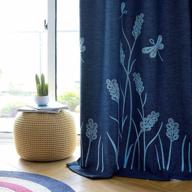 melodieux wheat embroidery linen textured curtain for living room bedroom, rustic farmhouse style flax drape grommet, navy/blue, 52 by 84 inch (1 panel) логотип