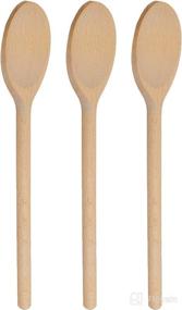 img 4 attached to Set of 3 Natural Beechwood Mixing Spoons - 12 Inch Long Wooden Spoons for Cooking, Baking, and Stirring - Oval Wood Spoons for Sauces