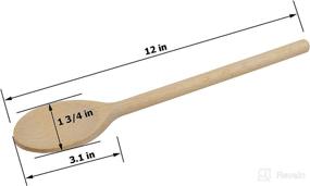 img 1 attached to Set of 3 Natural Beechwood Mixing Spoons - 12 Inch Long Wooden Spoons for Cooking, Baking, and Stirring - Oval Wood Spoons for Sauces