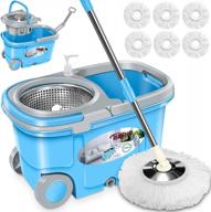 commercial grade tsmine spin mop and bucket set with wringer, microfiber mop for hardwood floors, 6 refills and 61" extended handle for powerful kitchen and household cleaning tools and supplies. logo