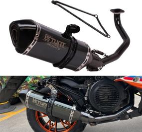 img 4 attached to YOSAYUSA Black Motorcycle Exhaust System for GY6 Engine 125cc 150cc Scooter Moped ATV - Muffler Pipe, Midpipe Header, Muffler Baffle