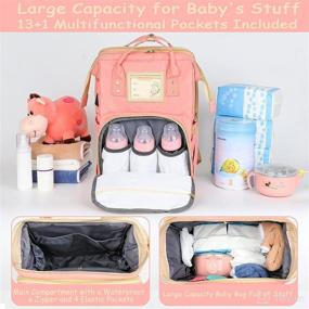 img 3 attached to 👶 Waterproof Diaper Bag with Changing Table, Folding Travel Crib with Umbrella, Multi-Functional Large-Capacity Baby Backpack, Portable Cradle with USB Charging Port