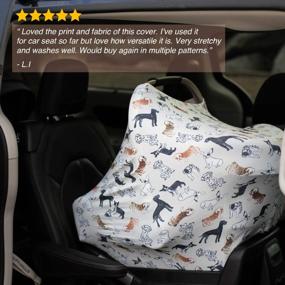 img 3 attached to Unisex Puppy Pattern Baby Car Seat Covers & Nursing Cover - Soft & Stretchy By Pobi