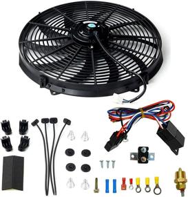 img 4 attached to 🐎 BLACKHORSE-RACING 16" Electric Radiator Fan Kit - High 3000+ CFM, Thermostat, Wiring, Switch & Relay, Black