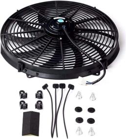 img 2 attached to 🐎 BLACKHORSE-RACING 16" Electric Radiator Fan Kit - High 3000+ CFM, Thermostat, Wiring, Switch & Relay, Black