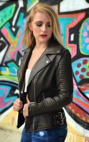 img 3 attached to Stylish And Durable Black Leather Jackets For Women - Shop Our Moto Collection Today!