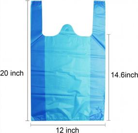img 3 attached to Прочная синяя пластиковая футболка и сумки для покупок - многоразовые, размер 12x20 дюймов от LazyMe (100 шт. в упаковке)