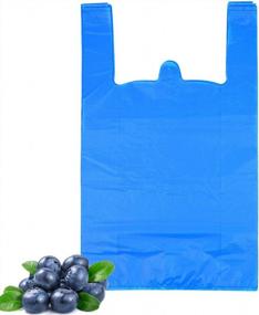 img 4 attached to Прочная синяя пластиковая футболка и сумки для покупок - многоразовые, размер 12x20 дюймов от LazyMe (100 шт. в упаковке)